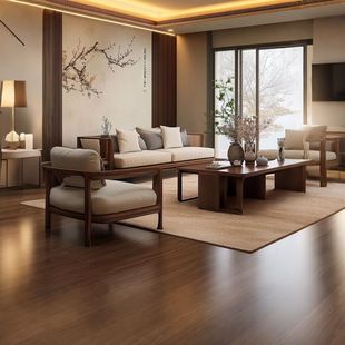 沙发客厅2025新款宋氏美学实木沙发客厅沙发茶几电视柜组合三件套