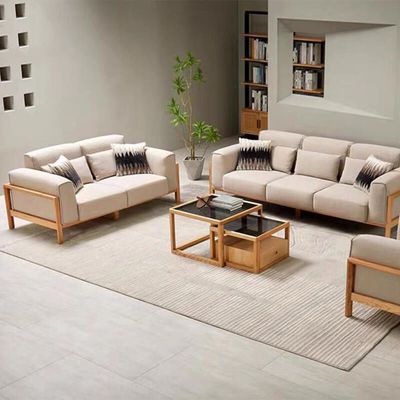 新中式实木布艺沙发客厅2025新款现代简约休息区接待轻奢高级感