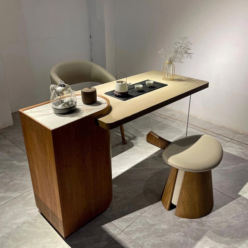 亚克力悬浮新中式实木茶桌2025新款高端岩板茶台轻奢现代高级感