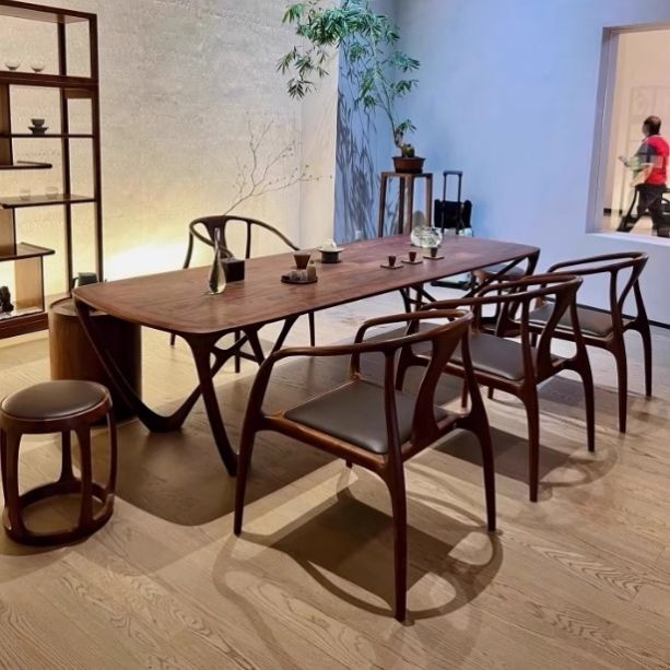 新中式黑胡桃木实木茶桌高端定制宋式美学极简轻奢办公室酒店民宿