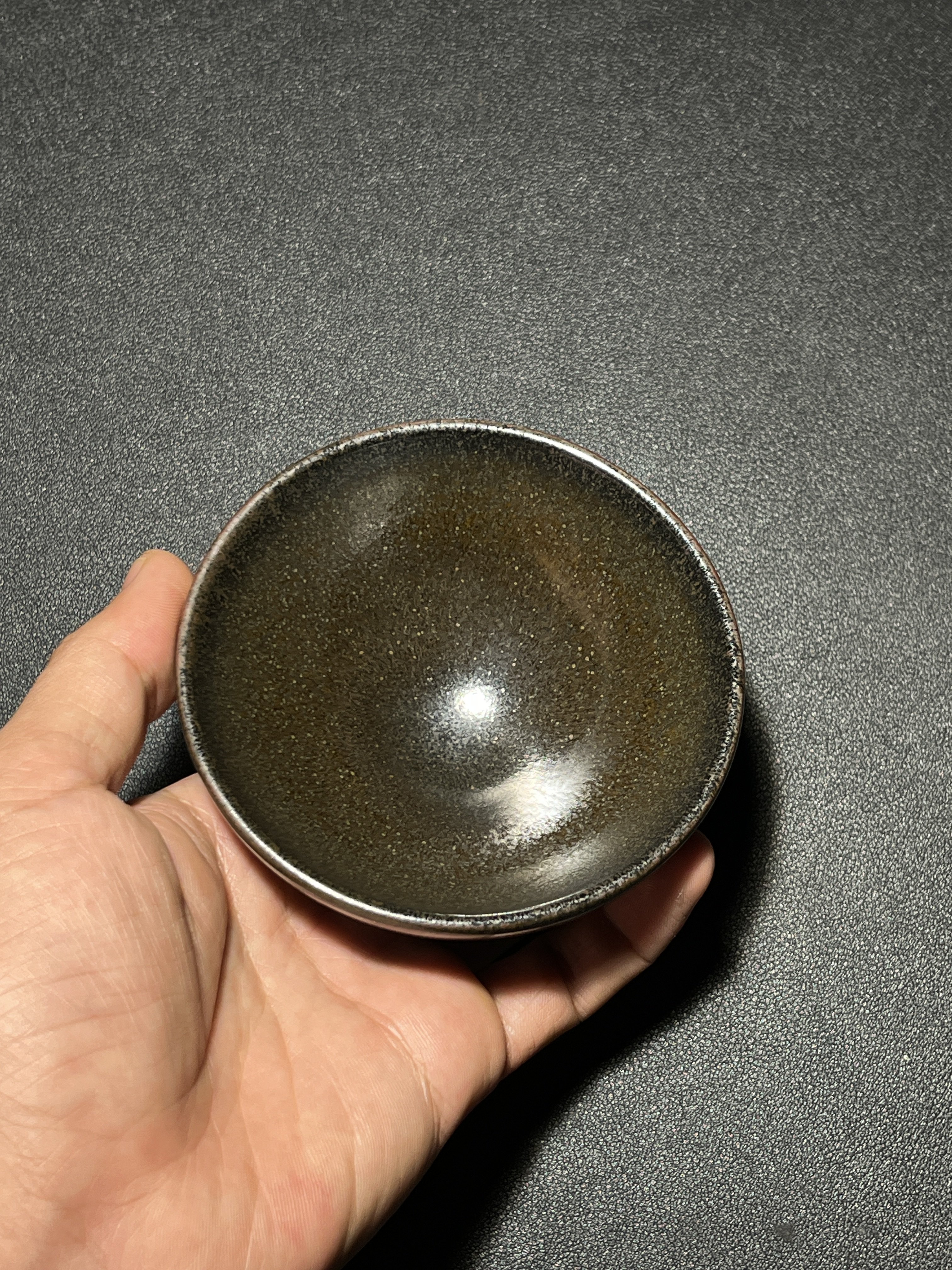 柴烧老茶叶末釉建盏一物一拍原矿茶杯