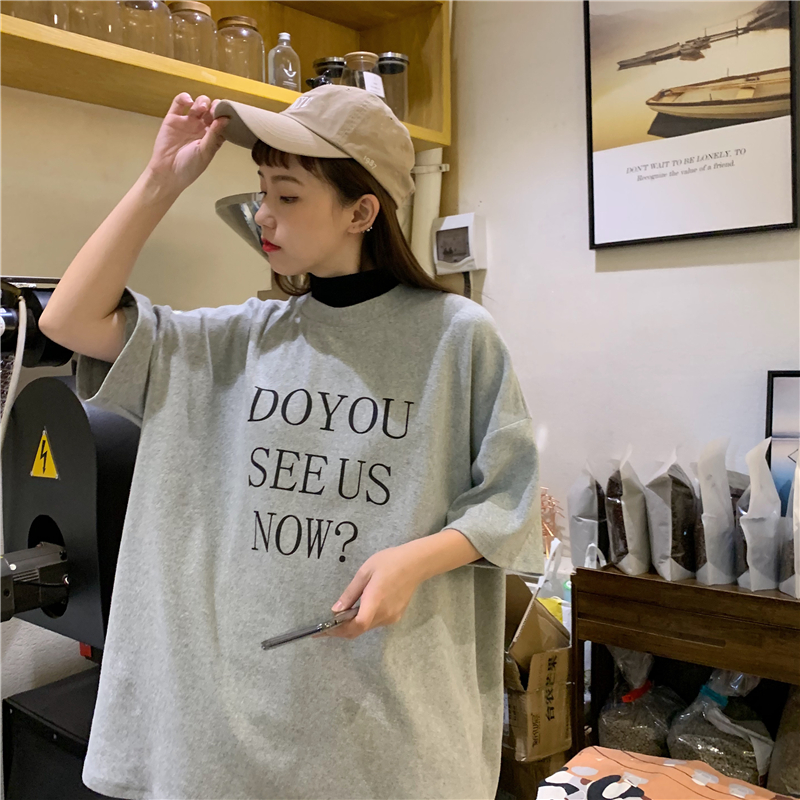 Real price ~ fake two small high collar simple short sleeve t-shirts