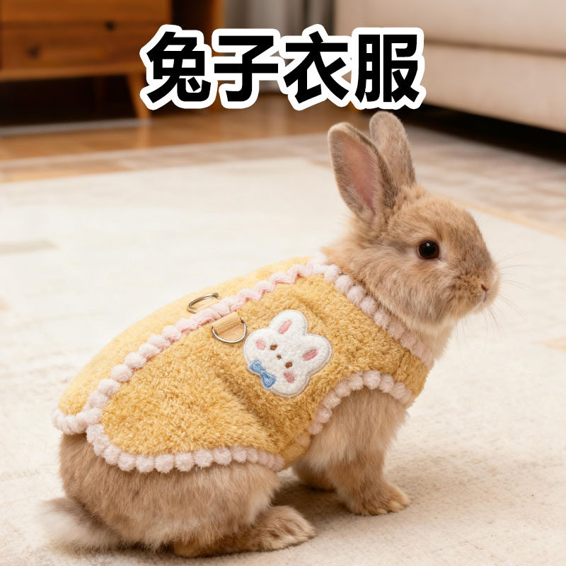 宠物兔子衣服专用冬天装扮保暖侏儒可爱幼兔垂耳冬装背心服装用品
