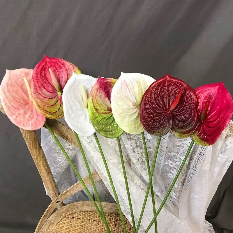 手感红掌鹅掌仿真花火鹤