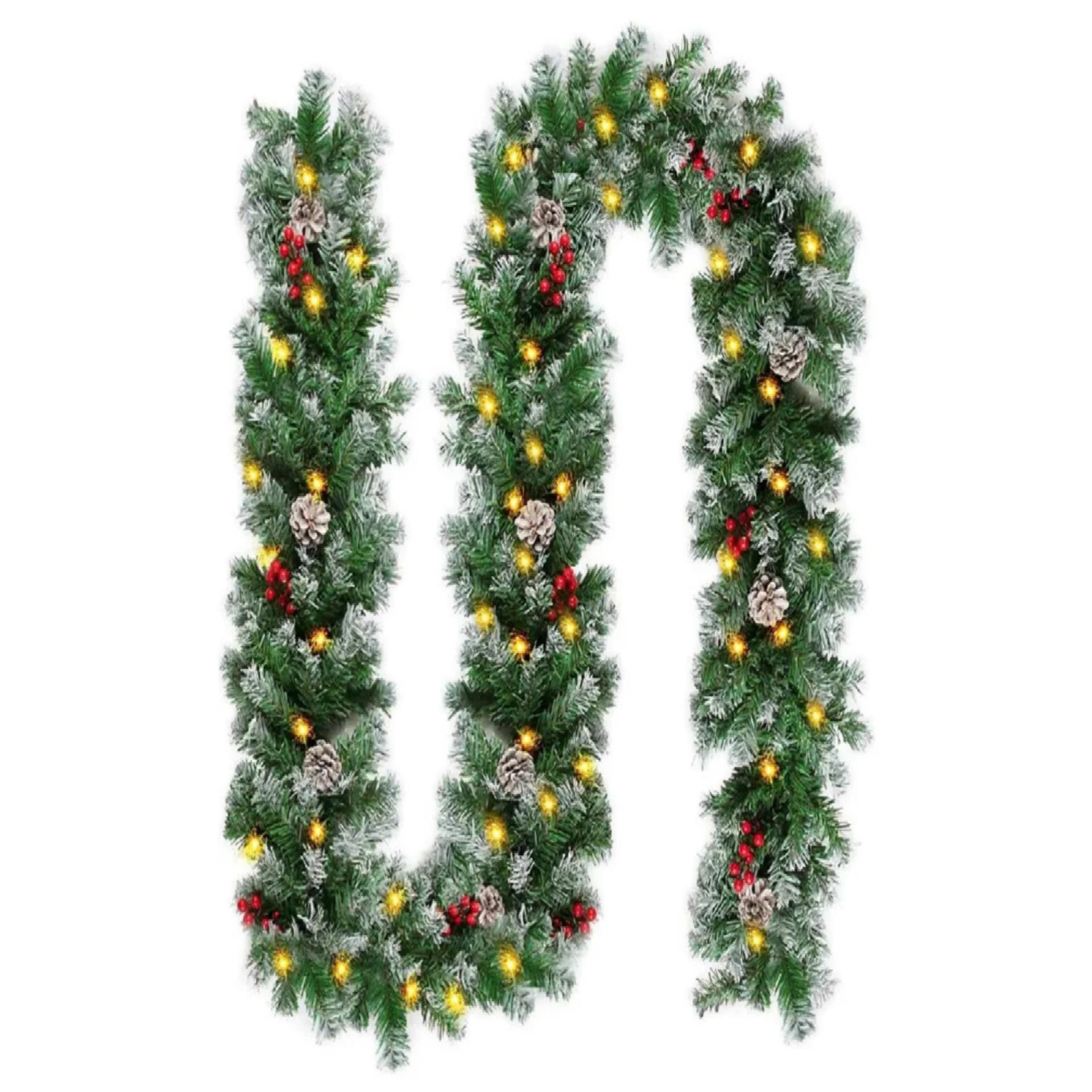 圣诞布置2.7米藤条装饰加密门挂摆件圣诞树装饰品金红色花环套装