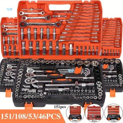 Ratchet Socket Wrench 151/108/53/46pcs Set Tool Repair跨境