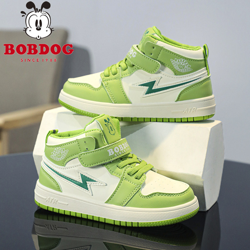 巴布豆板鞋春款男孩中大童鞋儿童新款运动鞋男童青苹果2025高帮潮