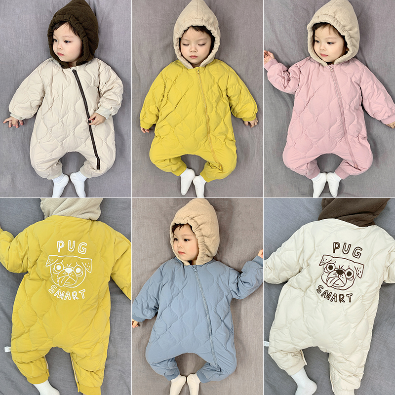 连体冬季韩版新生儿哈衣羽绒服