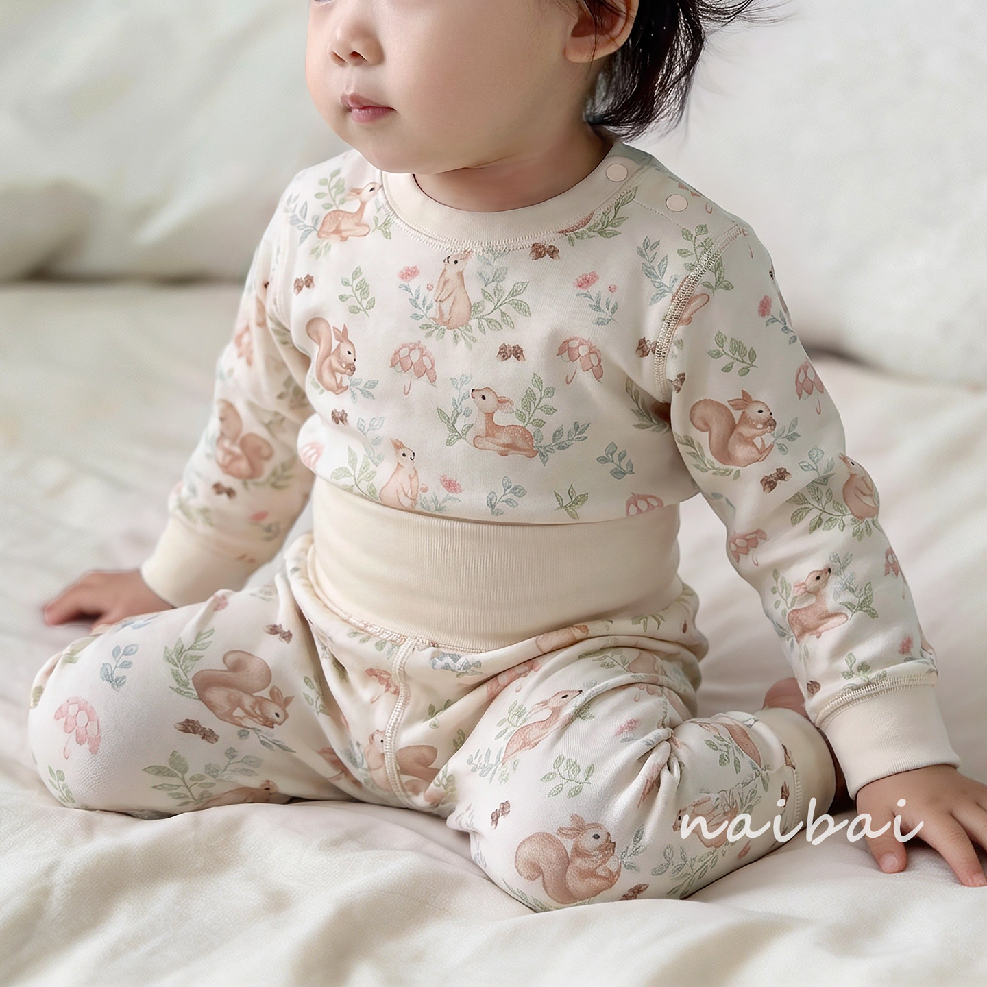 纯棉无骨护肚保暖婴幼儿秋衣套装