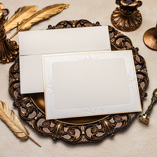 现货Echoes复古纯白珠光浮雕烫印留言表白手帐祝福信纸贺卡A5信封