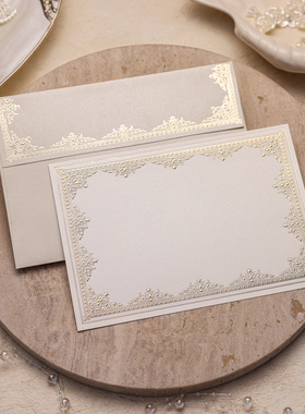 现货Echoes复古纯白珠光浮雕烫金留言表白手帐祝福花束卡贺卡信封