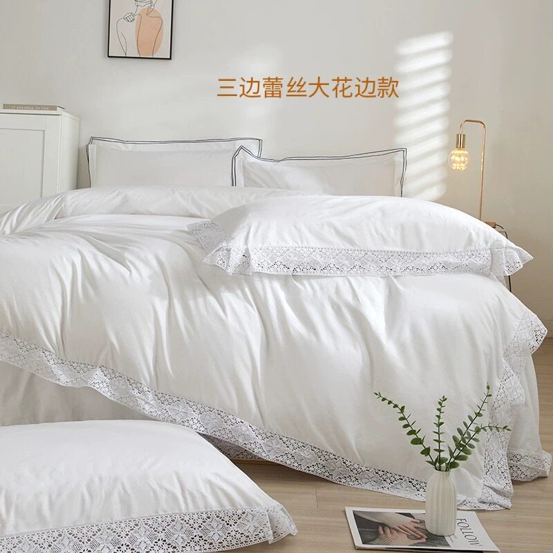 花边刺绣床品外贸全棉贡缎亲肤