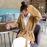 2019 đầu thu mới áo len cardigan áo len nữ size lớn mm mm lưới đỏ eo với áo len len - Áo len cổ chữ V mẫu áo len nữ đẹp 2021