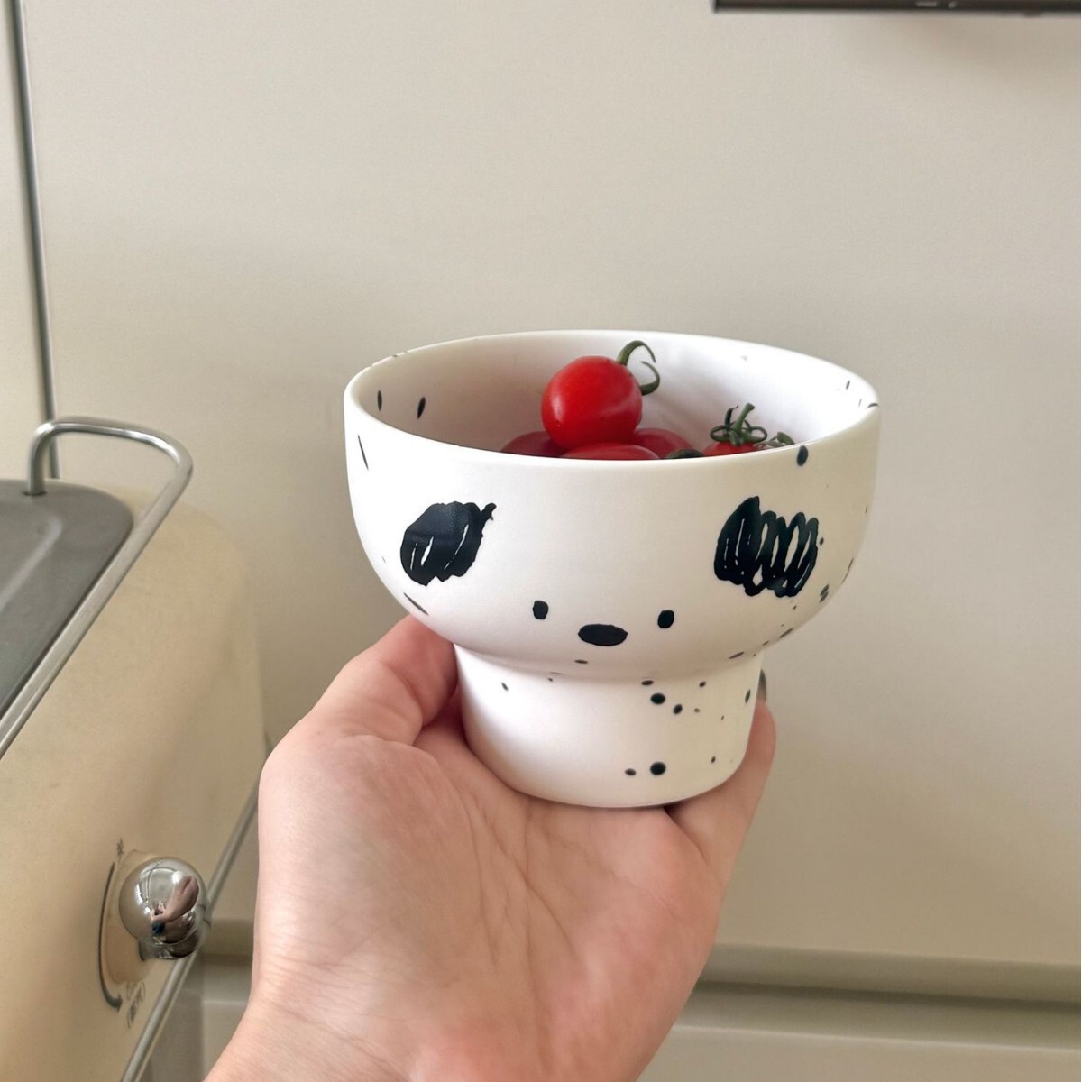 斑点小狗甜品杯下午茶陶瓷高脚杯家用水果碗冰淇凌杯子雪糕酸奶碗