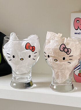 卡通可爱kt猫玻璃杯ins风冷萃咖啡杯个性啤酒杯女生宿舍喝水杯子