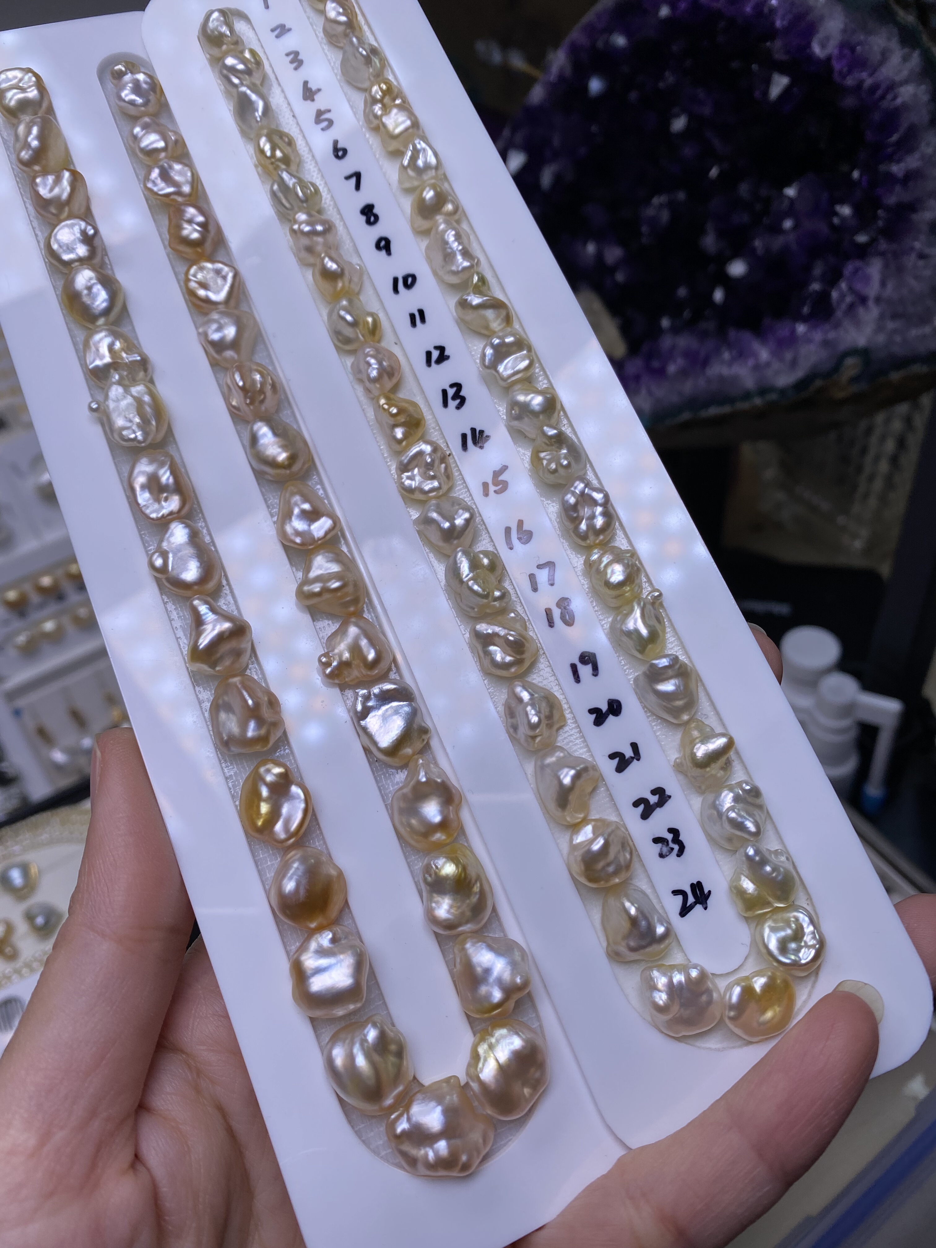 海水珍珠 石头型 keshi炫彩 干枯色 粉粉色 琉璃透彩 水透感超强