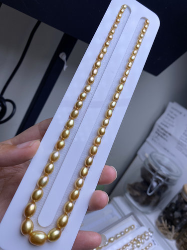 南洋金珠 彩虹浓金 keshi随型 米型项链 镜面 极强珠光 金属光泽