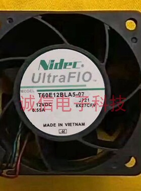 全新NIDEC 散热风扇T60E12BLA5-07 6038 6cm 直流12V0.55A 双滚珠