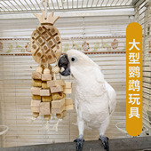 中大型鹦鹉啃咬玩具木质磨牙大串软木塞拔丁解闷解压防咬毛A79