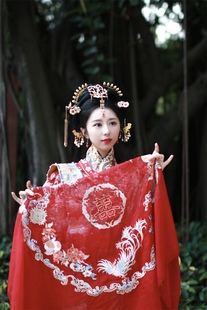 出租汉服婚服红盖头婚嫁头纱