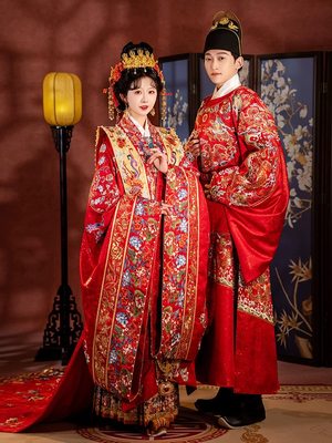 【出租】桃花序金玉良缘明制婚服汉服圆领袍马面裙汉式男女款情侣