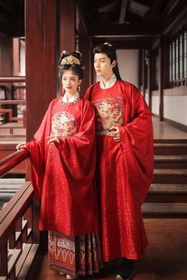 【出租】龙行绛气盘金绣团龙金通缎道袍圆领袍明制汉服云河千色