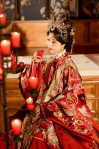 出租遇囍来汉服明制婚服女中国风白首成约圆领袍马面裙凤冠霞帔嫁