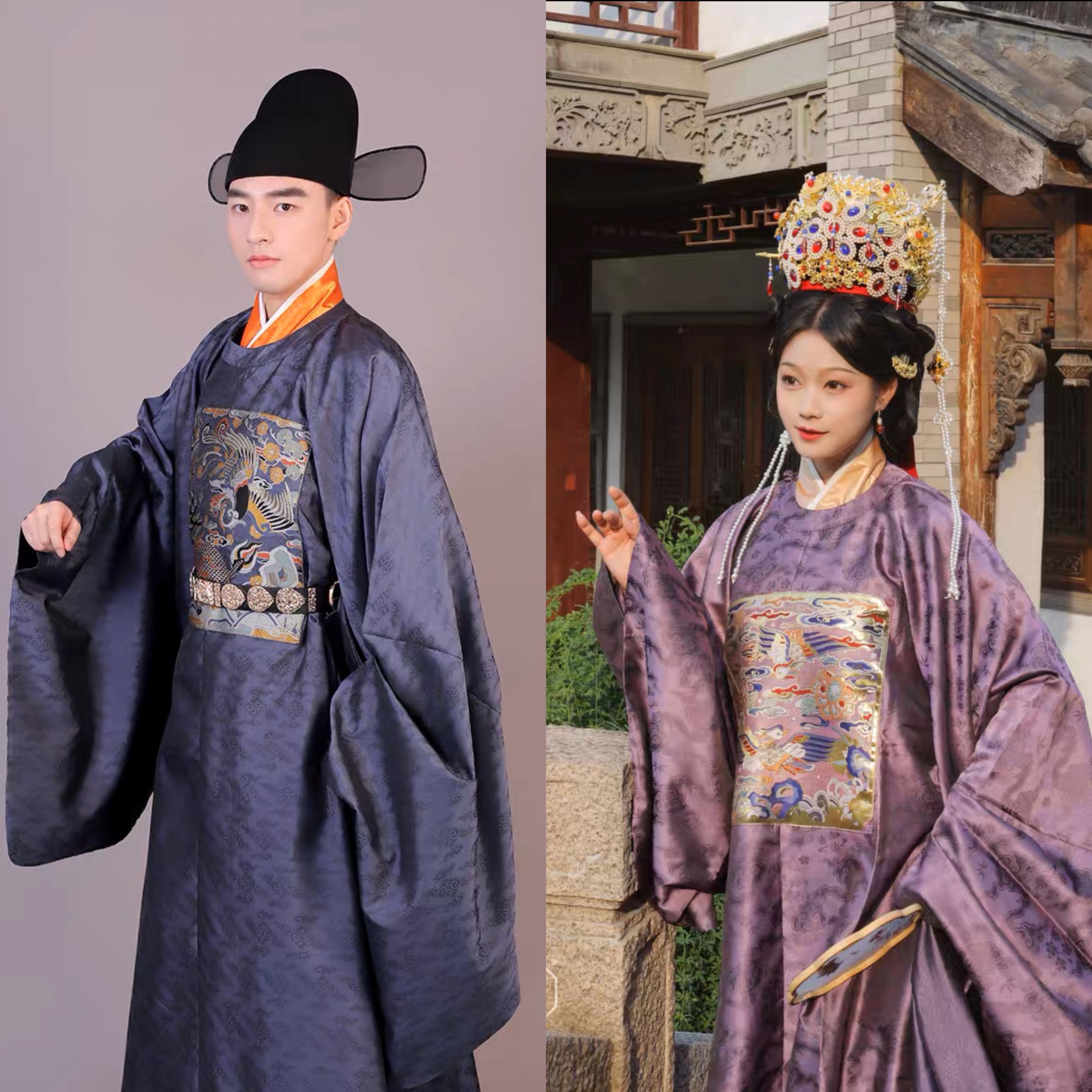 【出租】琉鱼汉服麟鸾千秋义领明制圆领男女款父母礼服汉婚服