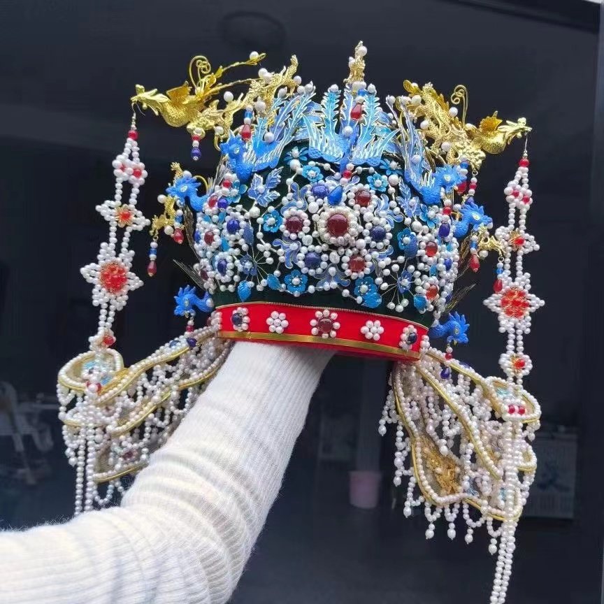 [대여] 오렌지와 차 모조 명나라 열두 용과 아홉 봉황 왕관 개선 버전 명나라 HANFU 결혼식 봉황 왕관 XIAPEI