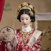 出租 稷氏小筑喜迁莺慢古风配饰发冠花丝发簪明制汉服金色发冠