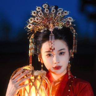 【出租】后雨山唐制汉服金丝正凤珍珠新娘流苏发冠女华丽婚嫁头饰