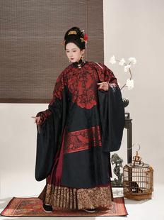 【出租】十孔府鸾凤鸾凤和鸣缎面长款缎面黑织红金短袄长袄父母亲