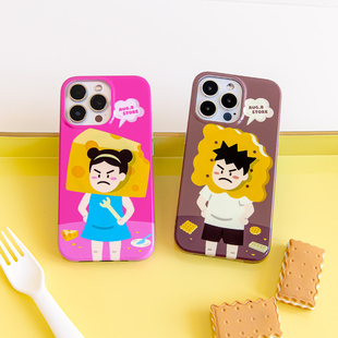 愤怒小孩饼干奶酪情侣iPhone14PRO手机壳苹果13PROMAX磁吸保护套12支架卡通可爱15 人间八月八
