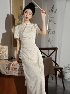 6851#实拍现货 新中式国风改良旗袍领证连衣裙 上架+40