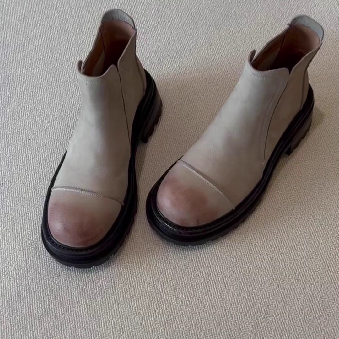 保暖层牛皮工装靴百搭通勤