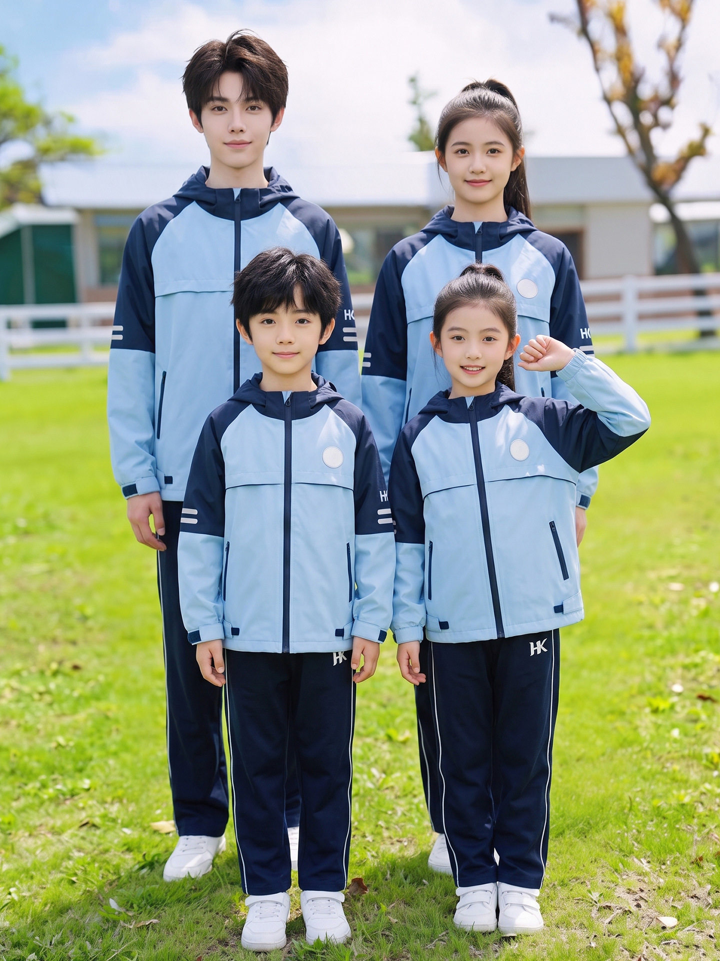海口市小学生统一校服高中初中生班服套装男女孩冲锋衣外套秋冬款