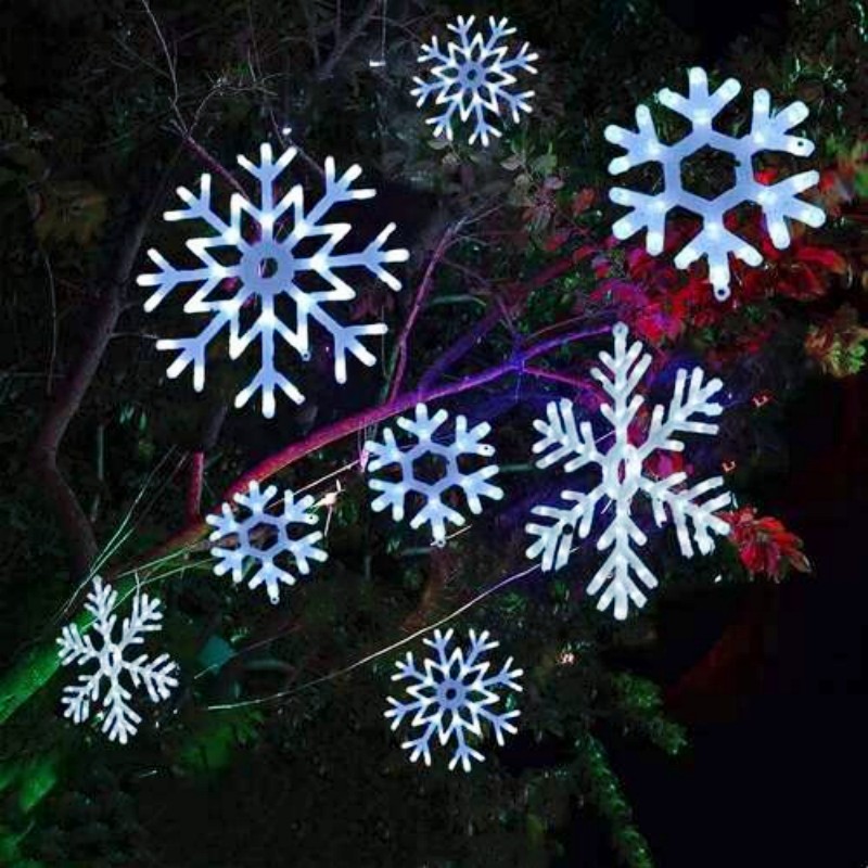 led发光雪花灯五角星造型灯户外防水挂树上的彩灯圣诞节装饰彩灯