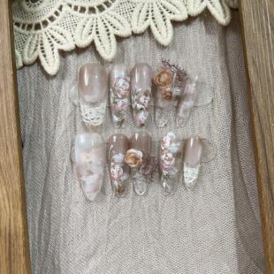 【古堡玫瑰】复古巴洛克手绘花卉美甲油画刮刀氛围感蕾丝穿戴甲