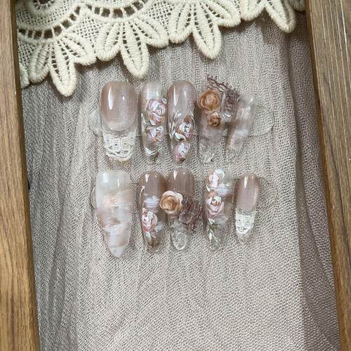 高级定制纯手工猫眼布艺穿戴甲