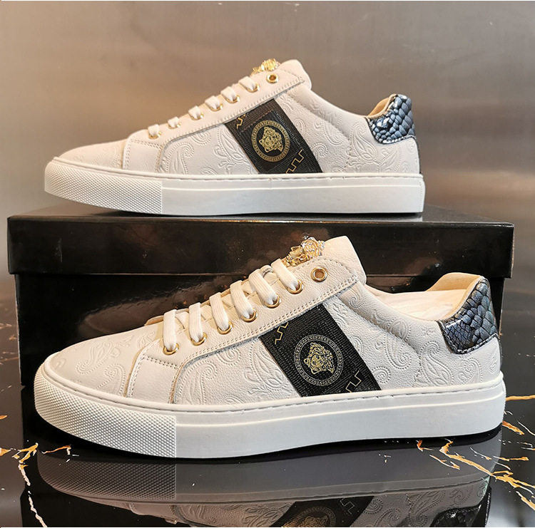 春秋季新款男鞋高端休闲鞋真牛皮板鞋欧洲站潮鞋美杜莎欧货小白鞋