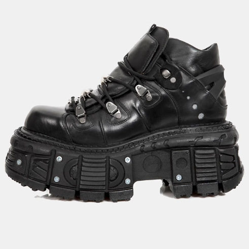 thumbnail for Vintage niche Spanish tank-soled metal high-top shoes genuine leather platform leather shoes men's dark punk muffin-soled shoes