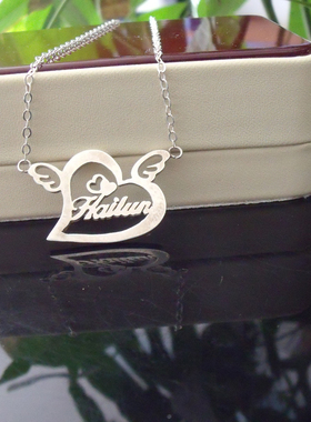 925纯银定做项链生日礼物情侣礼物定做情侣饰品定做字母名字项链