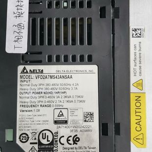 台达变频器VFD2A7MS43ANSAA 三相380V输入
