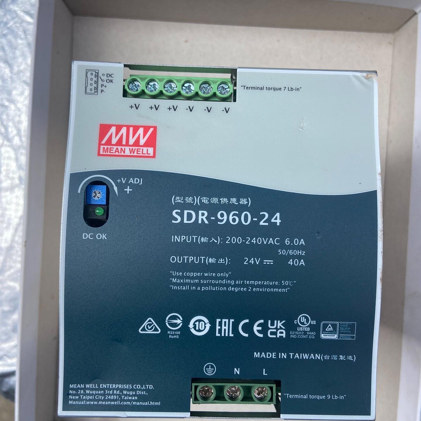 明纬电源-SDR-960-24 24v40A 直流导轨开关电