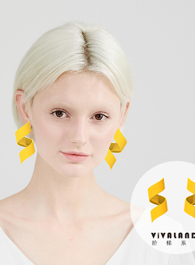 VIVALANDS阶梯耳环2022新款潮个性气质小众设计感银2021黄色高级