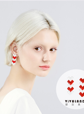 VIVALANDS半熟恋人2郑语安圆儿同款红色气质爱心形耳环女小众耳钉