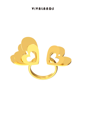 Vivalands开心爱心原创开口戒指女小众设计情侣时尚个性叠戴轻奢