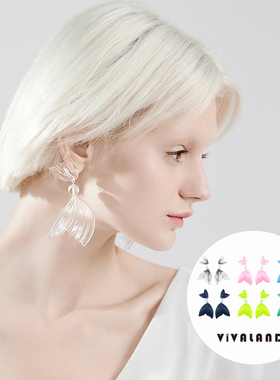 VIVALANDS美人鱼耳饰透明耳环新款潮女春夏小众设计感ins耳夹耳钉