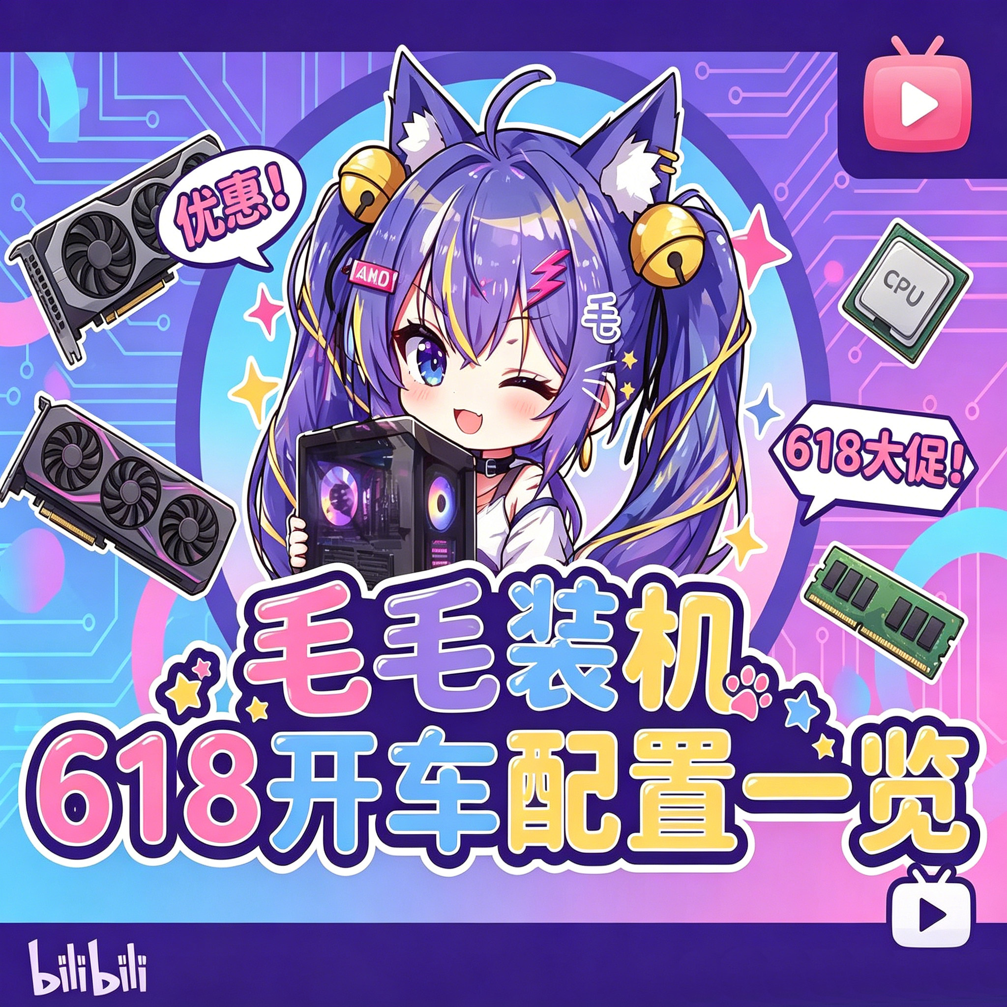 [毛毛装机]618电竞主机R5 5600/RTX5060 8G/512G游戏电脑台式整机