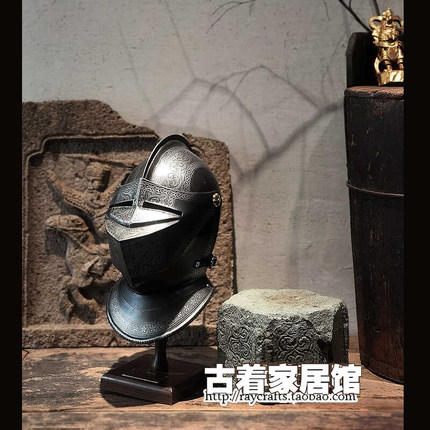 中世纪经典复古甲胄模型 盔甲头盔真人可穿 摆设工艺摆件